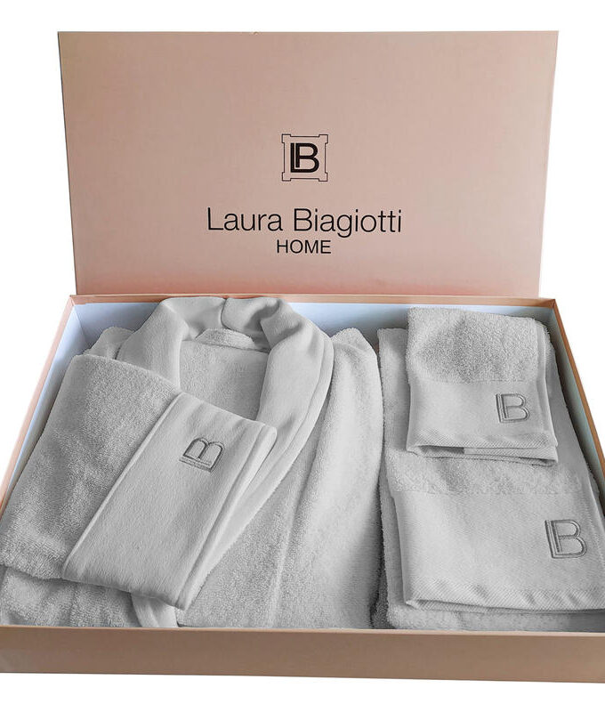 Completo bagno accappatoio + set asciugamani + telo Laura Biagiotti 7 pz